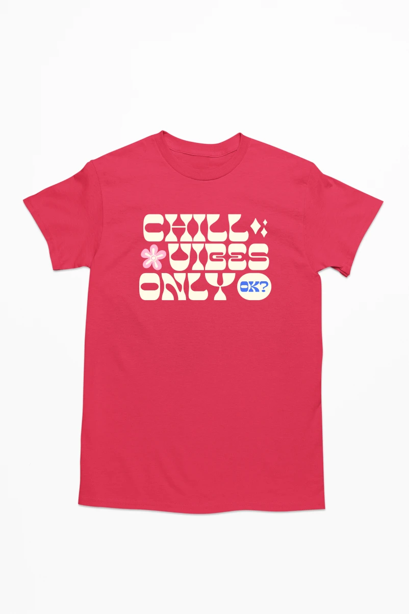 Chill Vibes Only Men's Tshirt (Red, S)