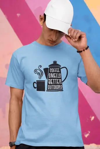 Coffee Smells Better Outdoors Men's Tshirt