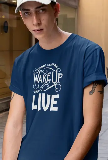 Drink Coffee Wake Up and Live Men's Tshirt