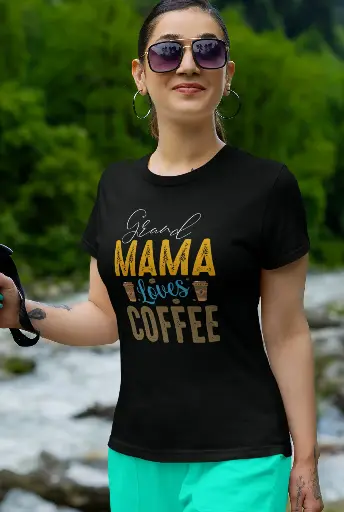 Grand Mama Loves Coffee Women's Tshirt